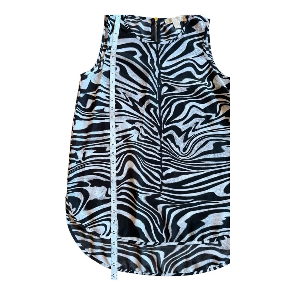 Michael Kors Zebra Print Sleeveless High-Low Blouse Top Size S